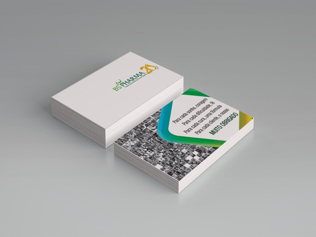 Cartão de visitas personalizado com a Campanha 20 Anos BS Pharma